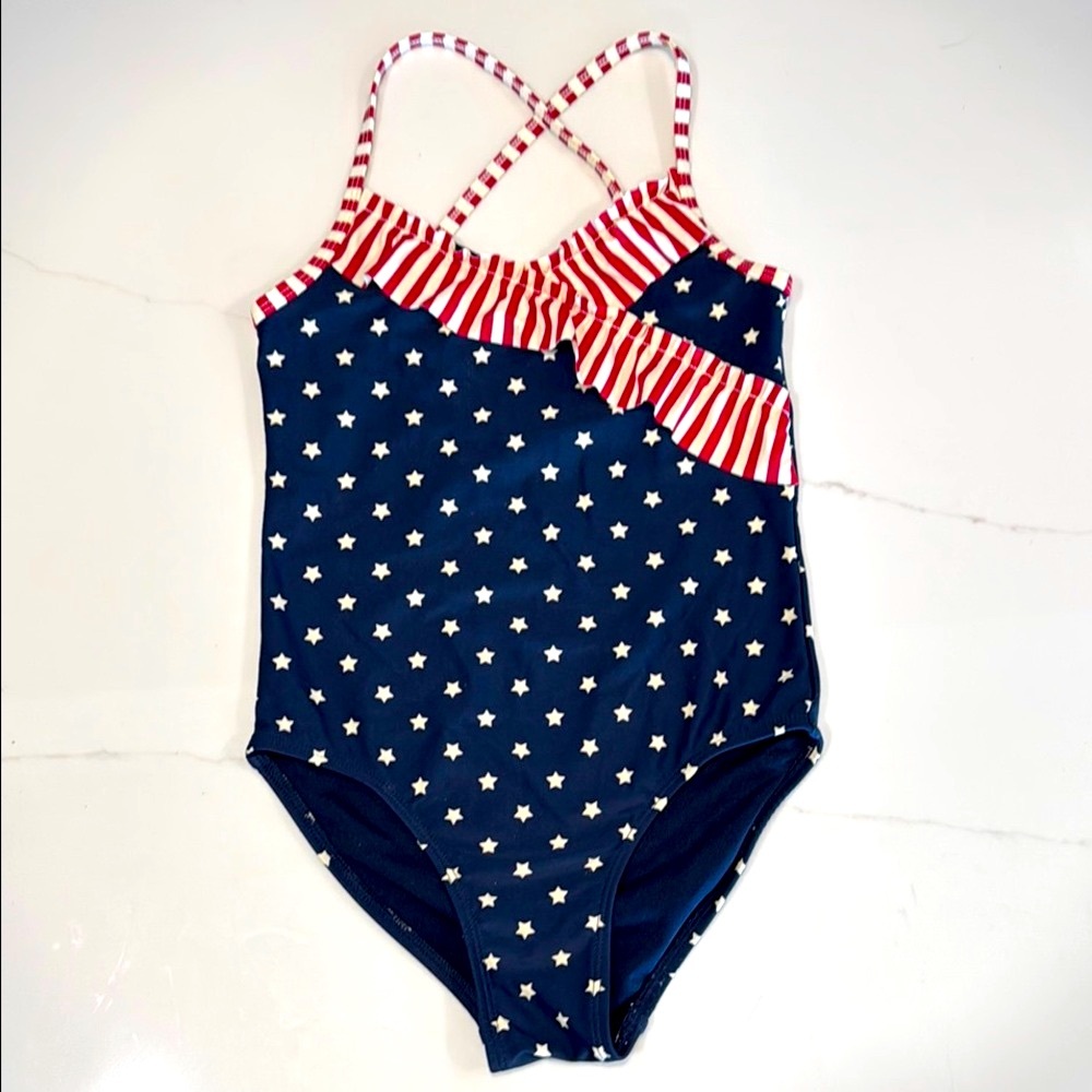Gymboree Patriotic Size 7 Stars and Stripes Flag One Piece Swim